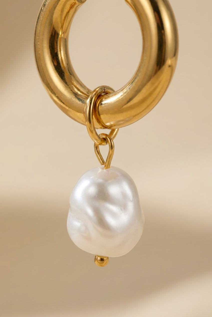 Pearl Huggie Drops